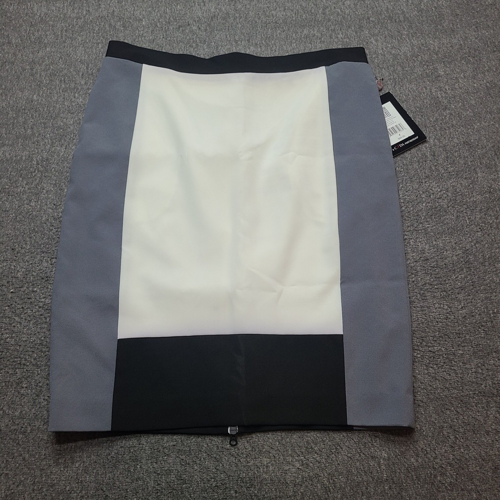 Narciso Rodriguez Colorblock Pencil Skirt Black White Gray Zipper Detail Size 4